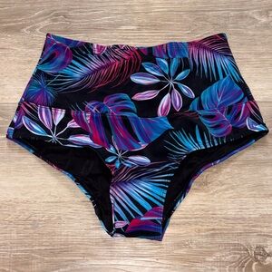 NEW! Knotty Knickers High Waist Tropical Print Bikini Bottoms